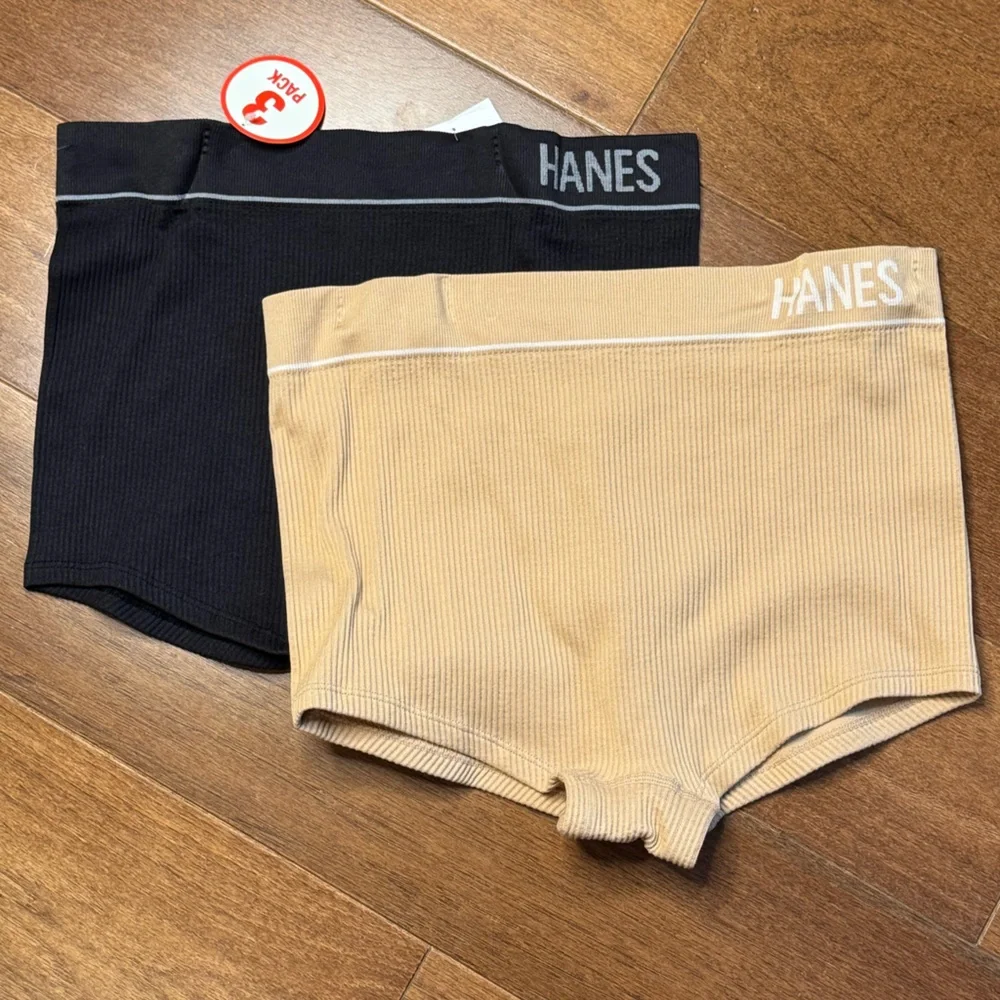 NWT HANES Black and Tan Boxer Brief Duo